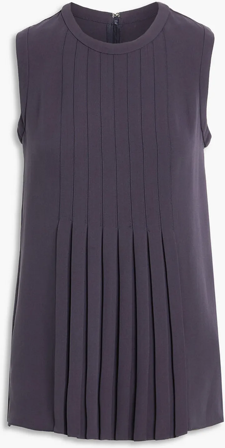 Pleated silk-crepe blouse