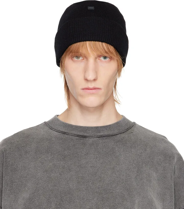 Acne Studios Black Patch Beanie