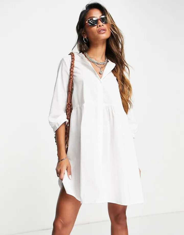 Vero Moda mini shirt dress in white