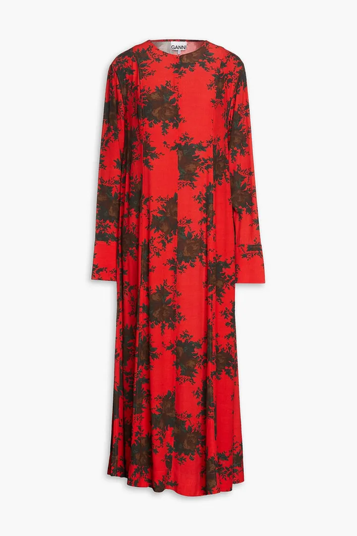 Floral-print crepe midi dress