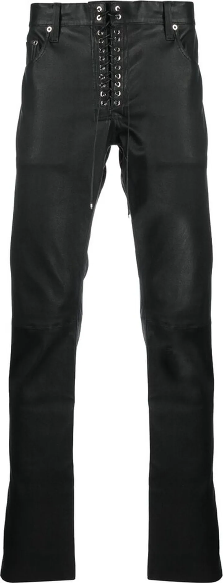 Lace-Up Slim-Cut Leather Trousers