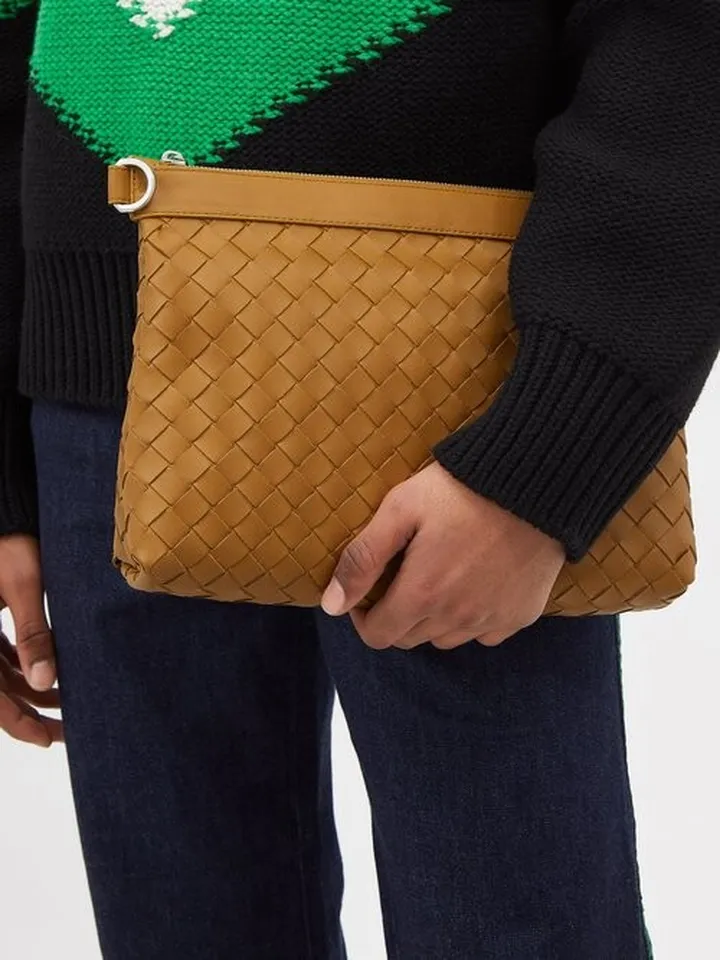 Hydrology Intrecciato-leather Pouch