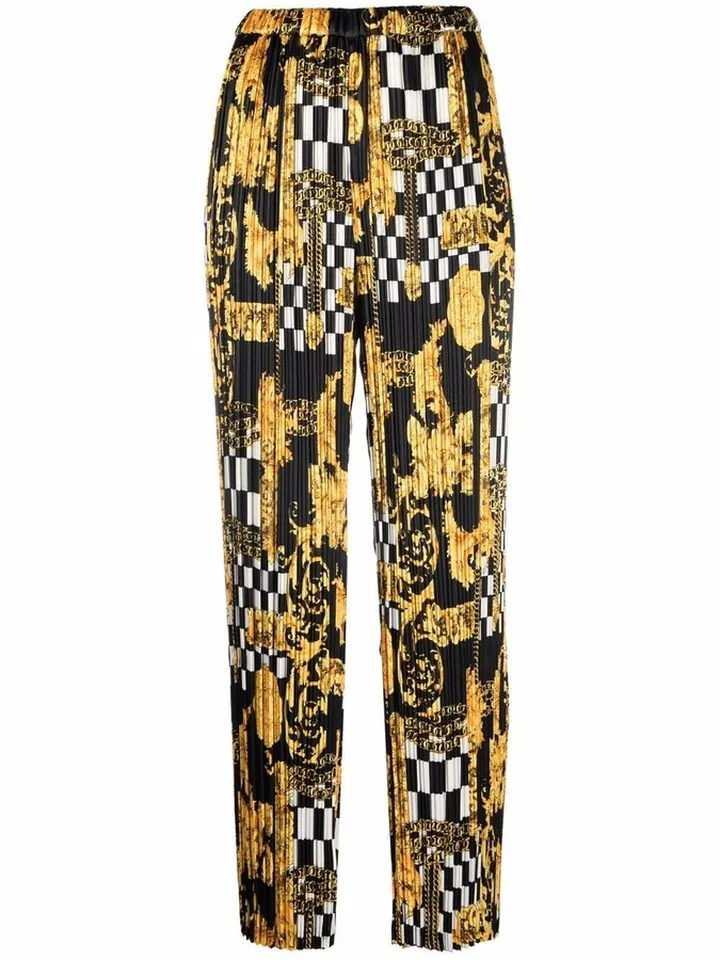 pleated Versace-print trousers