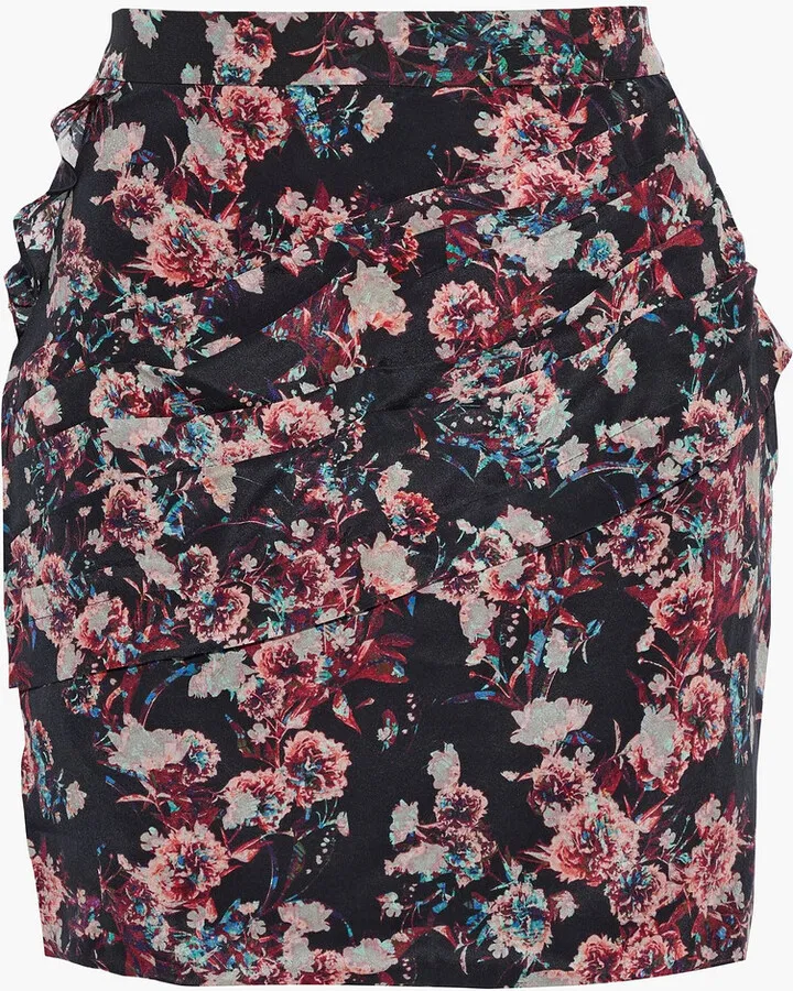 Crono pleated floral-print silk crepe de chine mini skirt