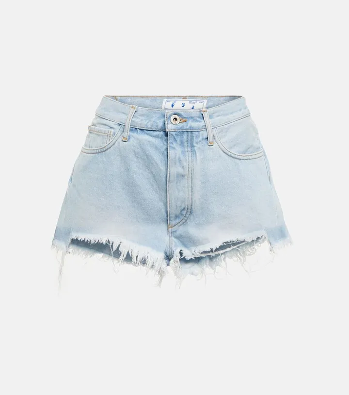 Distressed denim shorts