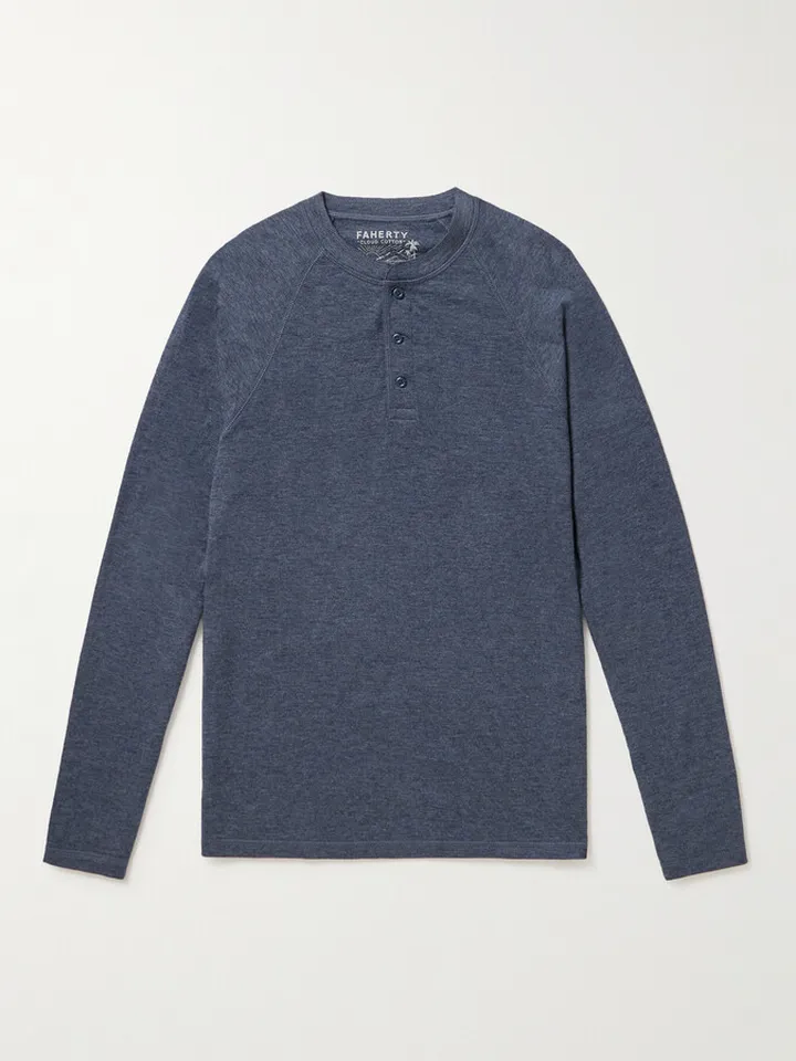 Cloud Pima Cotton and Modal-Blend Jersey Henley T-Shirt