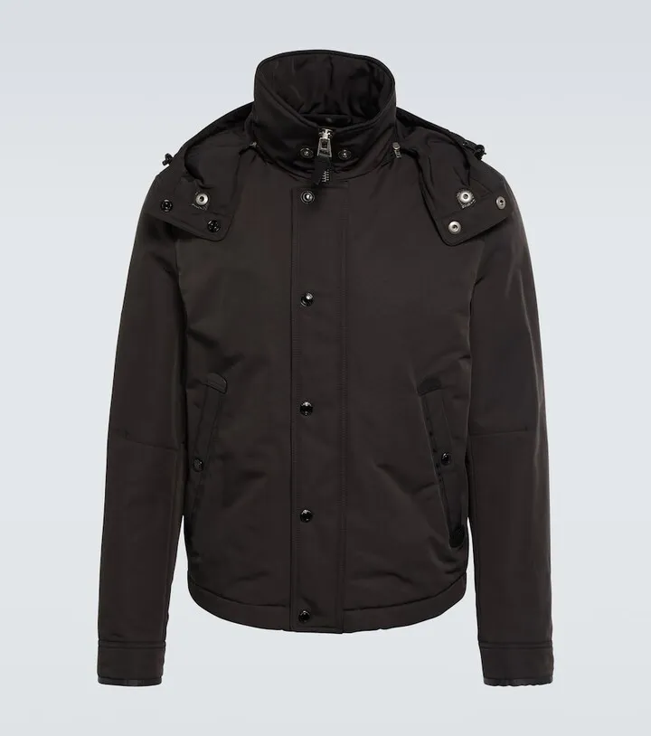 Leather-trimmed parka