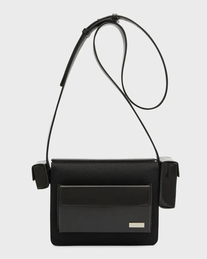 Men's Multi-Pocket Leather Crossbody Bag