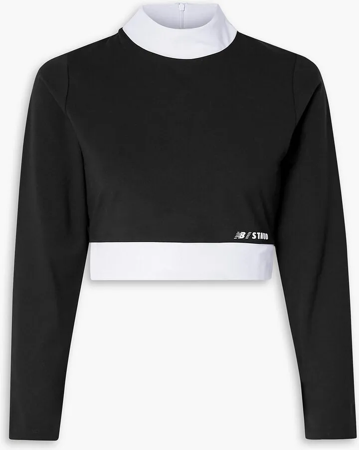 + New Balance cropped two-tone stretch top