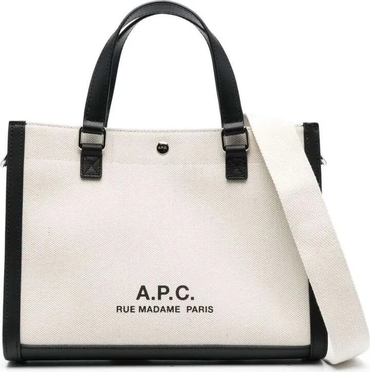 'camille 2.0' White Tote Bag With Leather Trimmings In Canvas Woman
