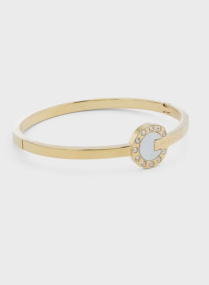 Bangle With Mother Of Pearl Inlay & Crystals