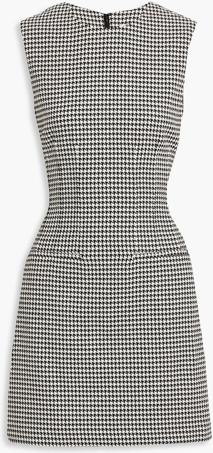 Metallic houndstooth cotton-blend tweed mini dress