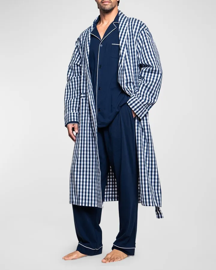Men's Gingham Cotton Robe