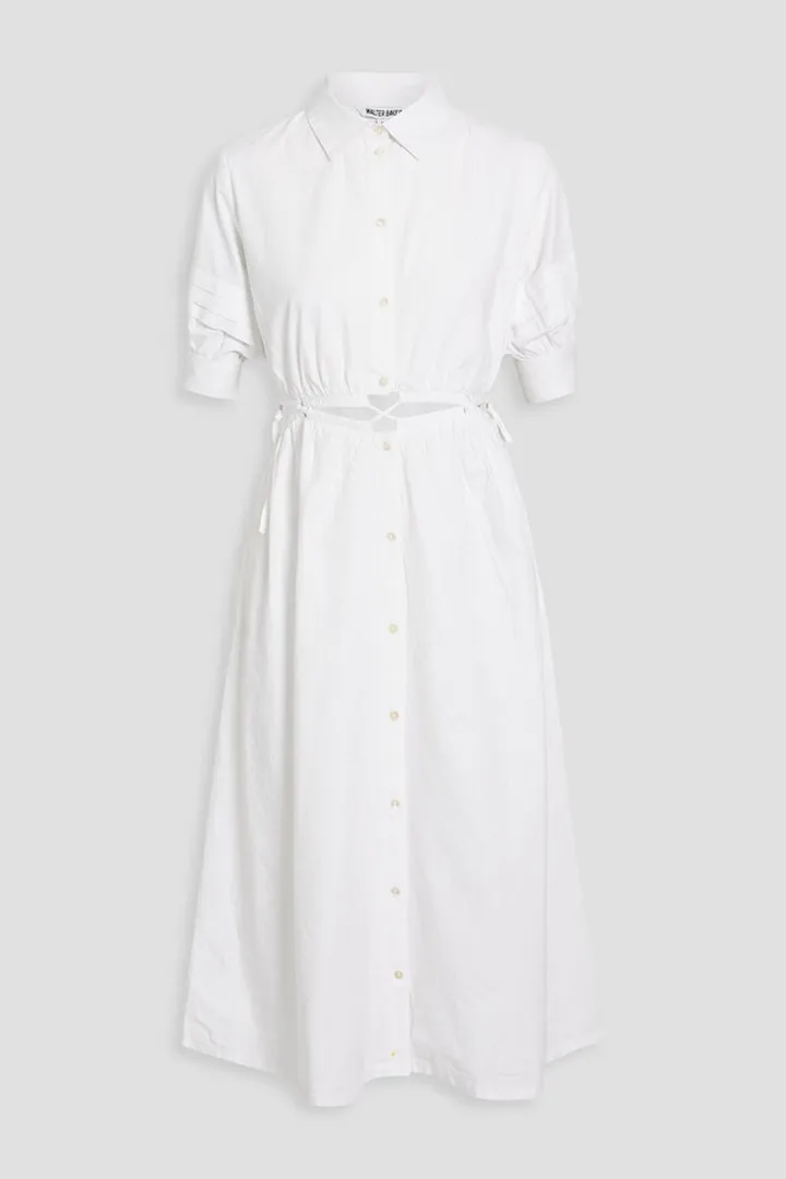 Merla cutout pleated cotton midi dress