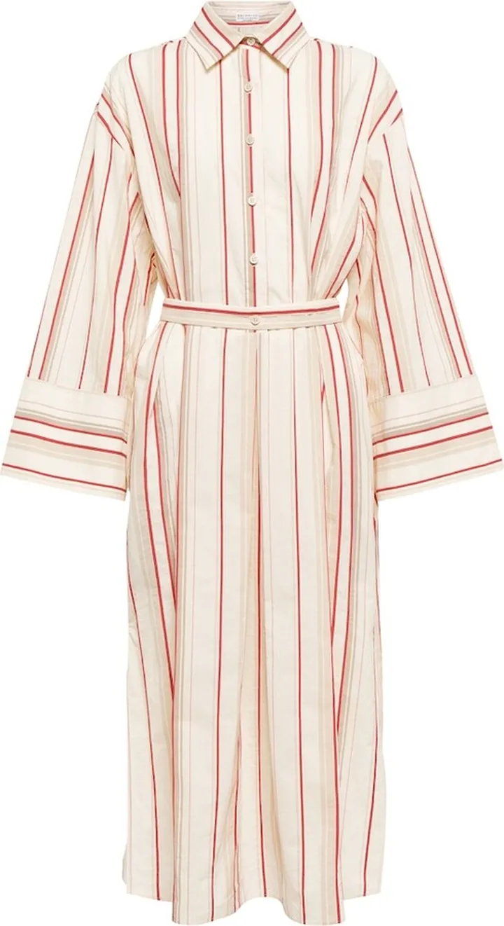 Striped cotton and linen shirt dress