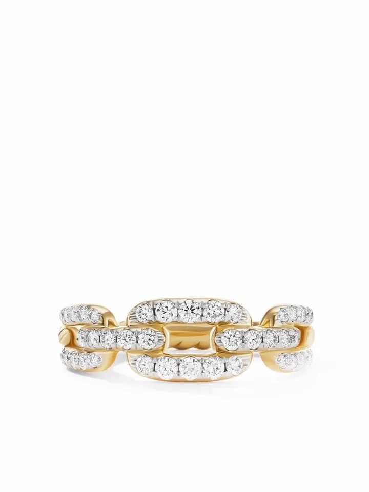 18kt yellow gold Stax Chain Link diamond ring