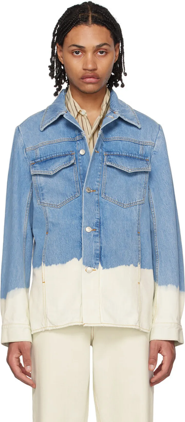 Dries Van Noten SSENSE Exclusive White & Blue Denim Jacket