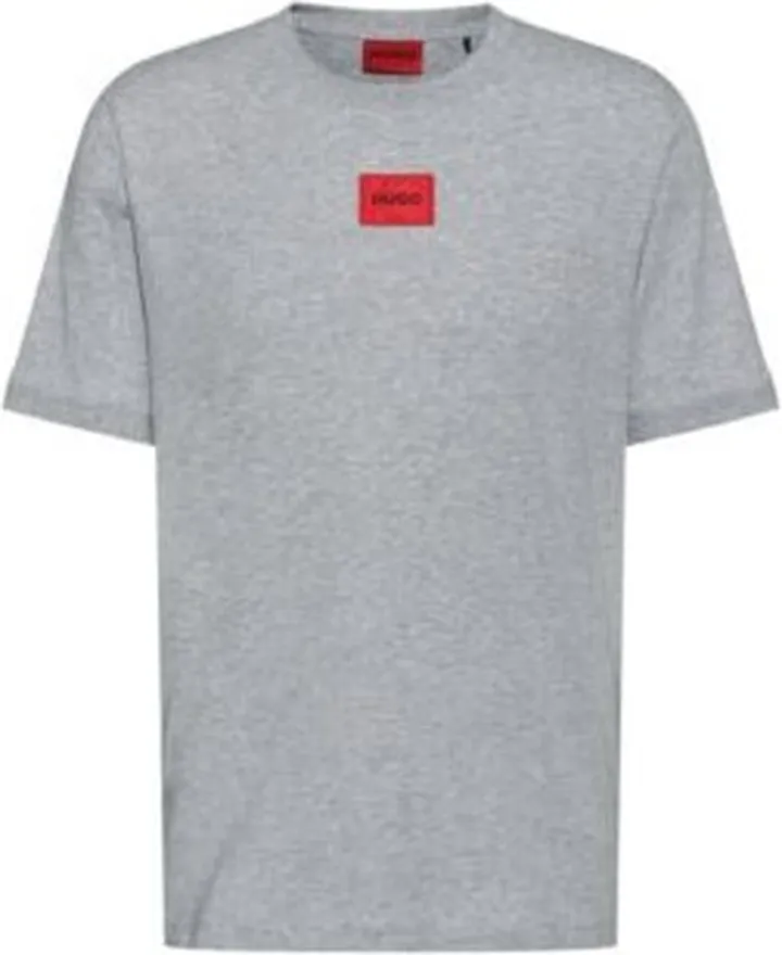 Regular-fit cotton T-shirt with red logo label