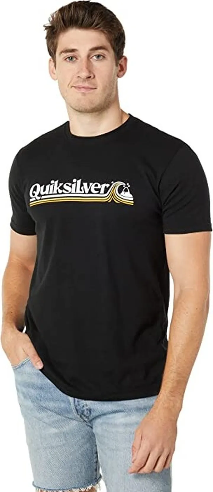 Quiksilver All Lined Up Short Sleeve Tee (Black) Men's Clothing