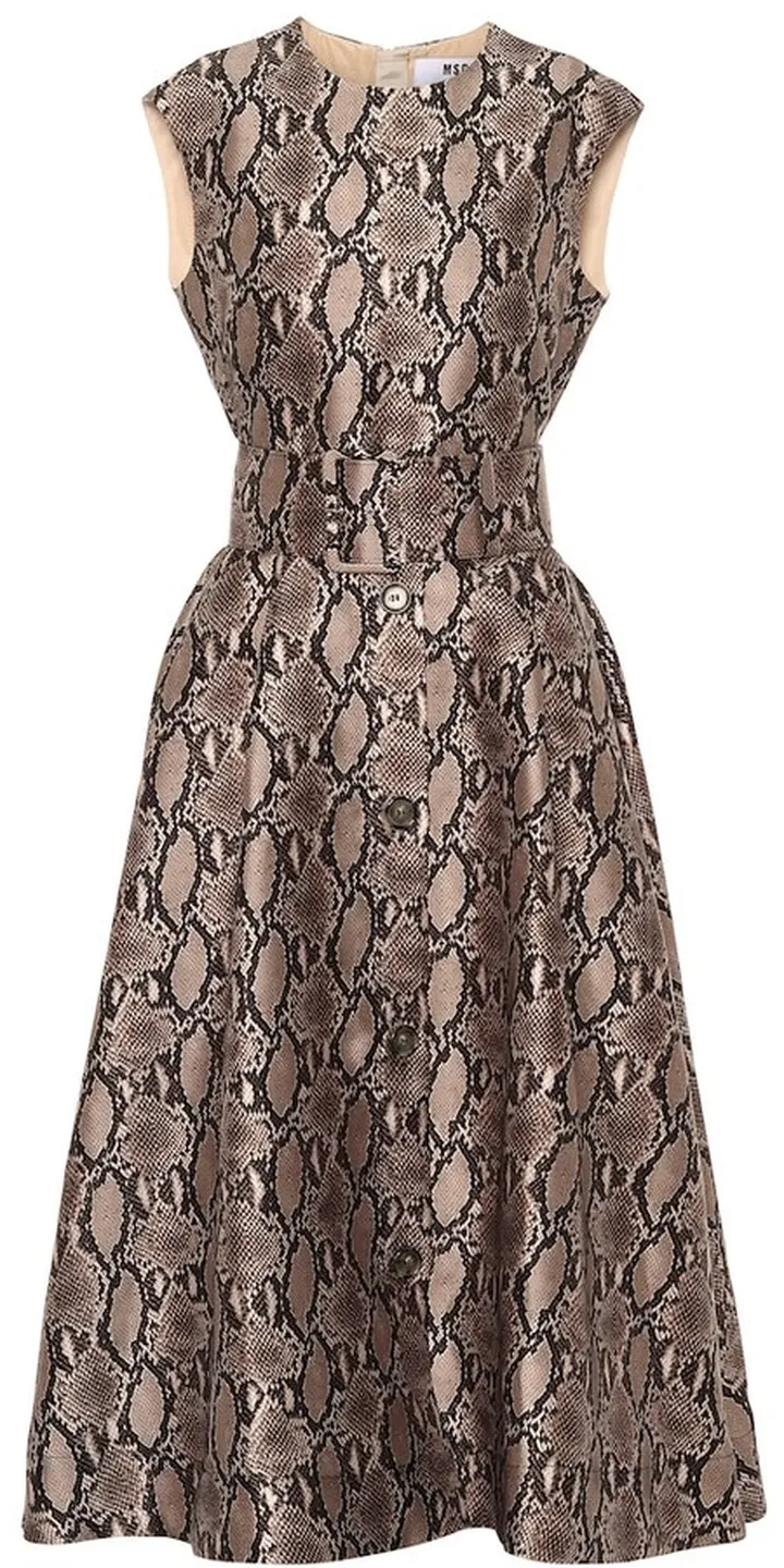 Snake-print midi dress