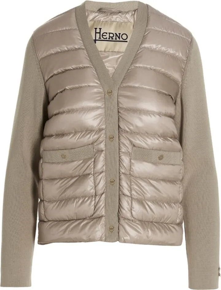Herno V-Neck Panelled Quilted Padded Jacket