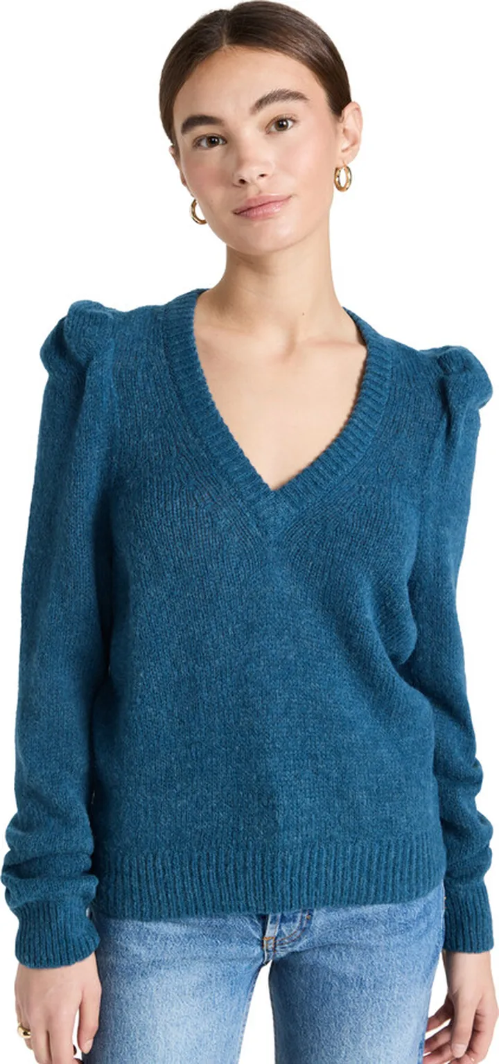 Nation LTD Lara Puff Shoulder V Neck