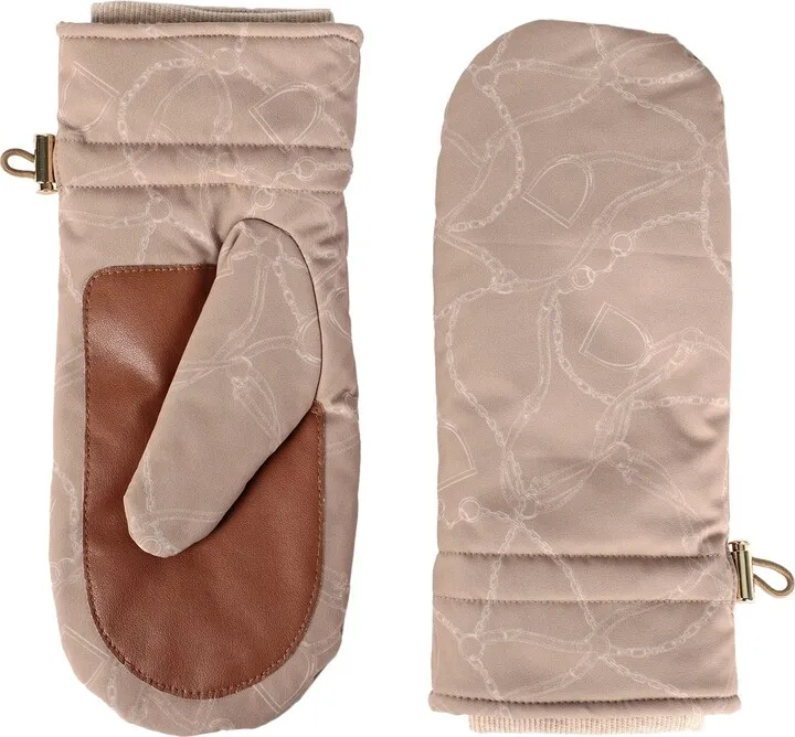 Water-repellent Belting-print Mittens Gloves Sand