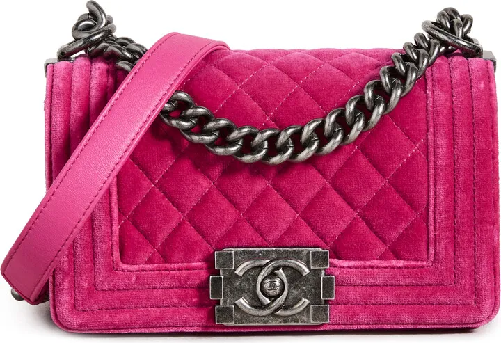 What Goes Around Comes Around Chanel Pink Velvet Boy Small