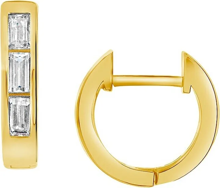 14K Goldplated Sterling Silver & Cubic Zirconia Huggies Earrings