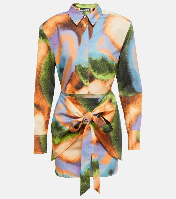 Sophie printed cutout cotton shirt dress