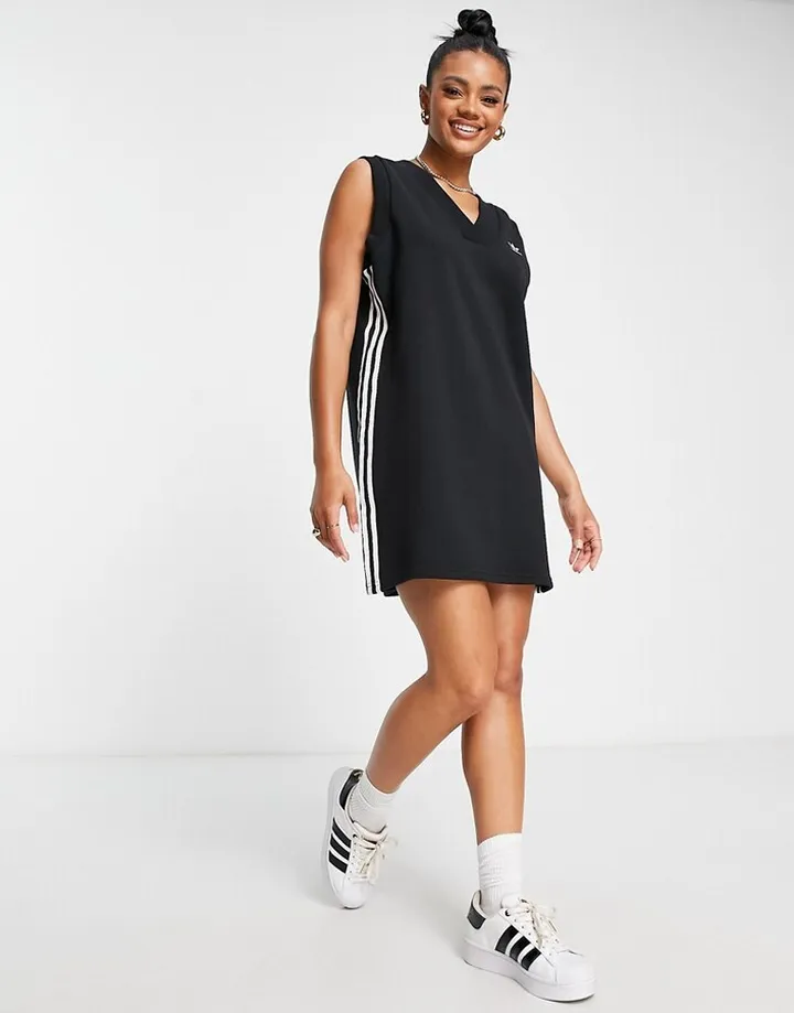 adidas Originals adicolor sleeveless t-shirt dress in black