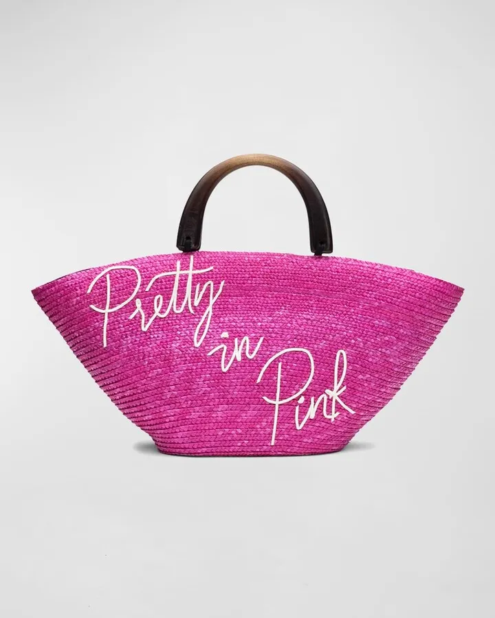 Carlotta Pretty in Pink Straw Tote Bag