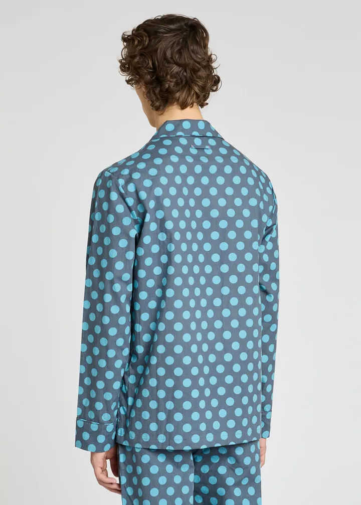 Unisex Blue Polka Dot Cotton Pyjama Top