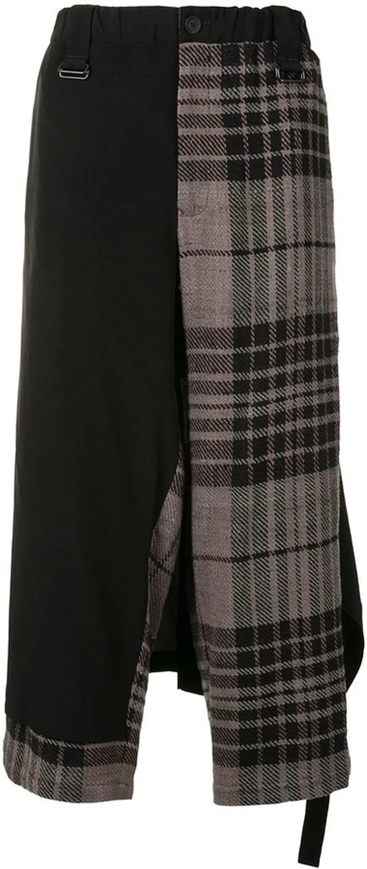 Layered Check Print Cropped Trousers