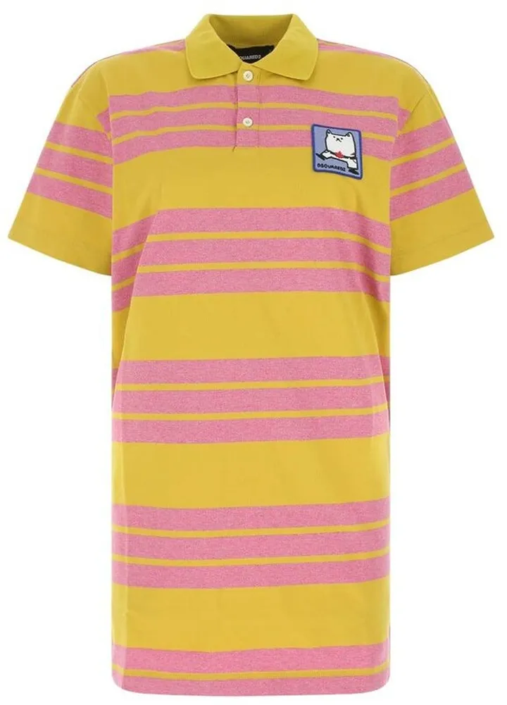 Dsquared2 Logo Patch Striped Polo Shirt