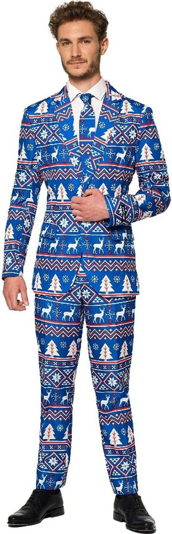 Suitmeister Men's Christmas Suit - Christmas Blue Nordic - Blue - Size: XXL