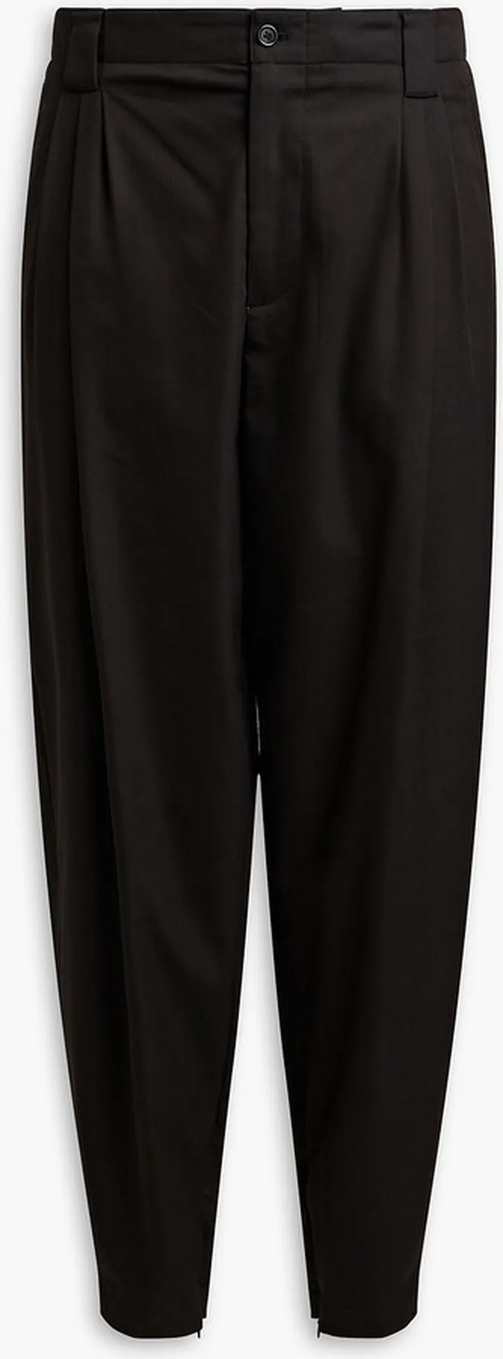 Tapered pleated cotton-blend pants