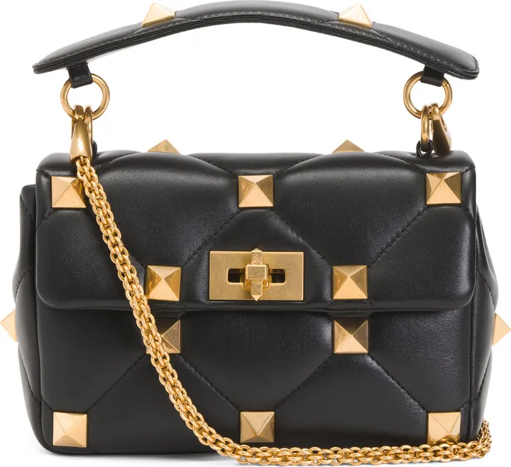 Made In Italy Leather Bag With Chain Detail