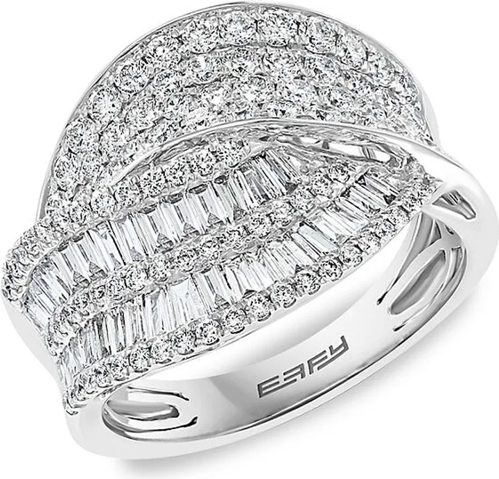 14K White Gold & 1.52 TCW Diamond Criss Cross Ring