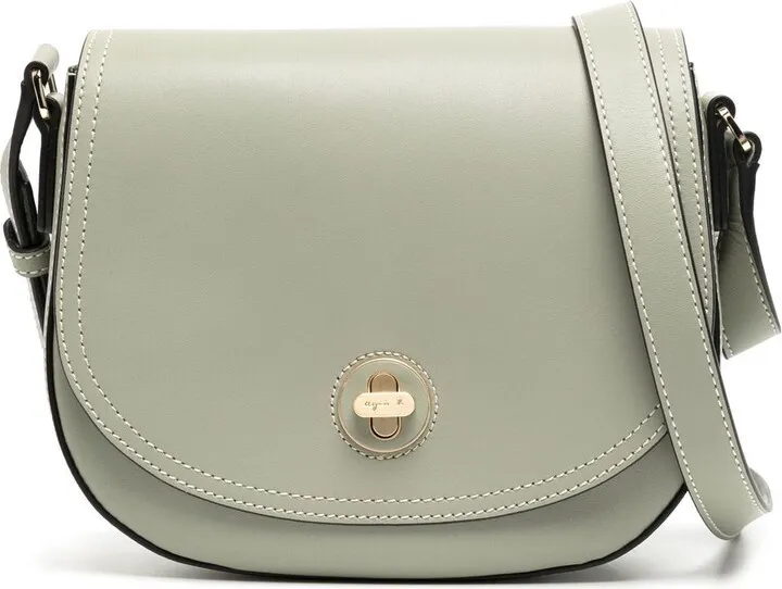 Contrast-Stitching Leather Bag