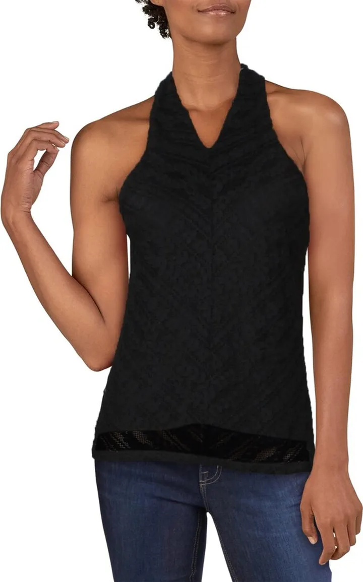 Womens Lace Layered Halter Top