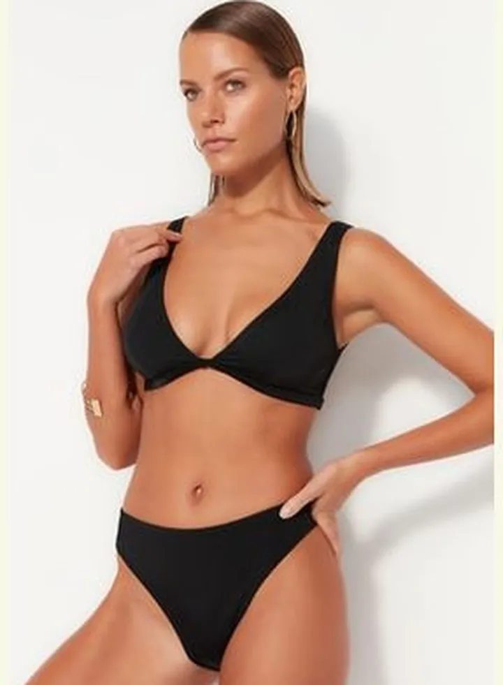 Black High Waist Bikini Bottoms TBESS23BA00119