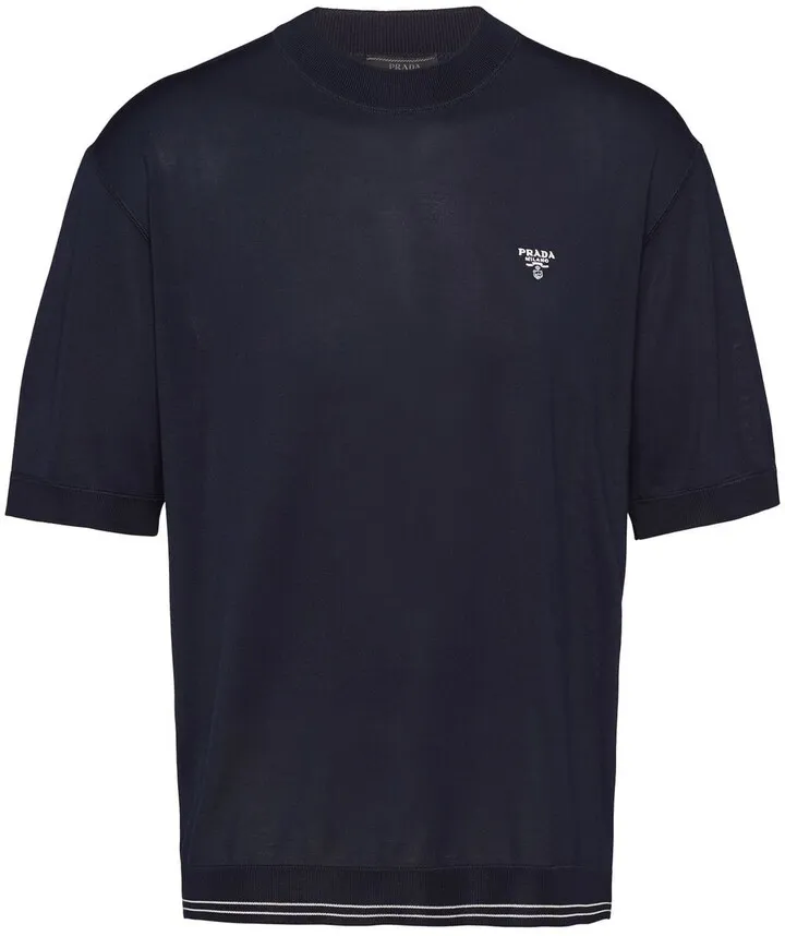 logo-print silk T-shirt