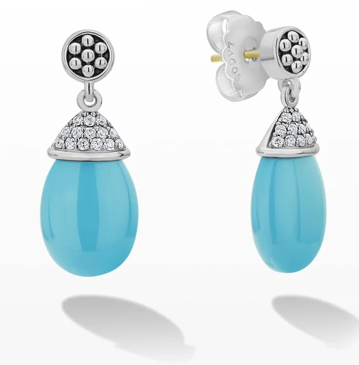 Blue Caviar Diamond Teardrop Earrings