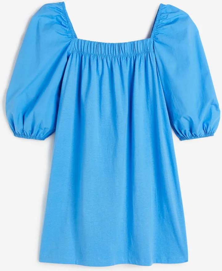 Puff-sleeved Cotton Dress