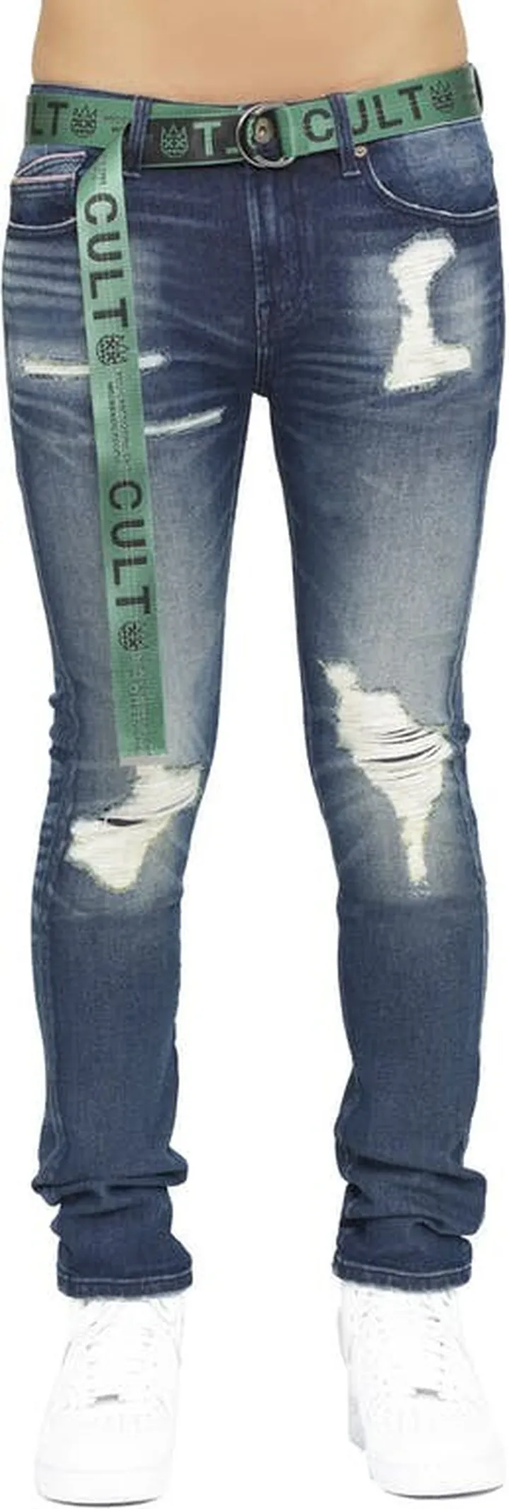 Cult of Individuality Punk Super Skinny Belted - Blue