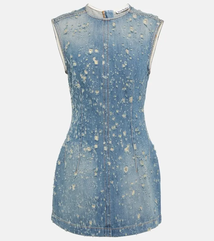 Distressed denim minidress
