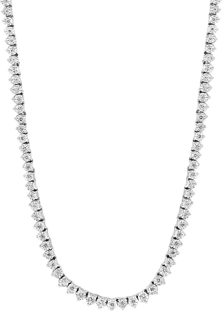 14K White Gold Diamond & Sapphire Necklace - 0.37 ctw.
