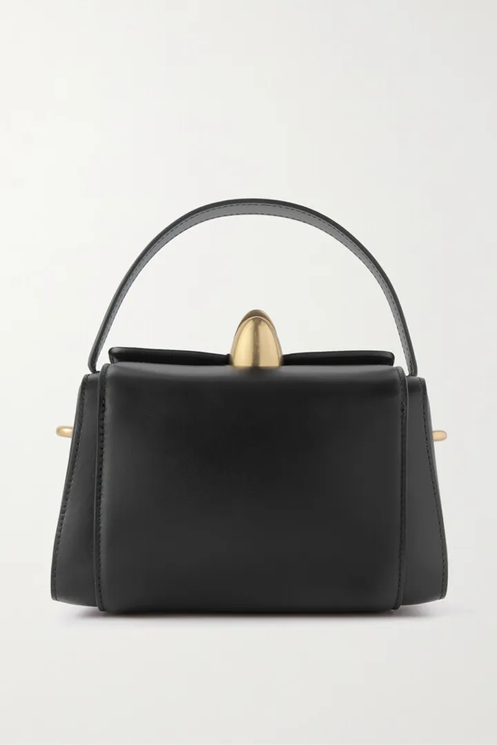 NEOUS - Phoenix Box Leather Shoulder Bag - Black