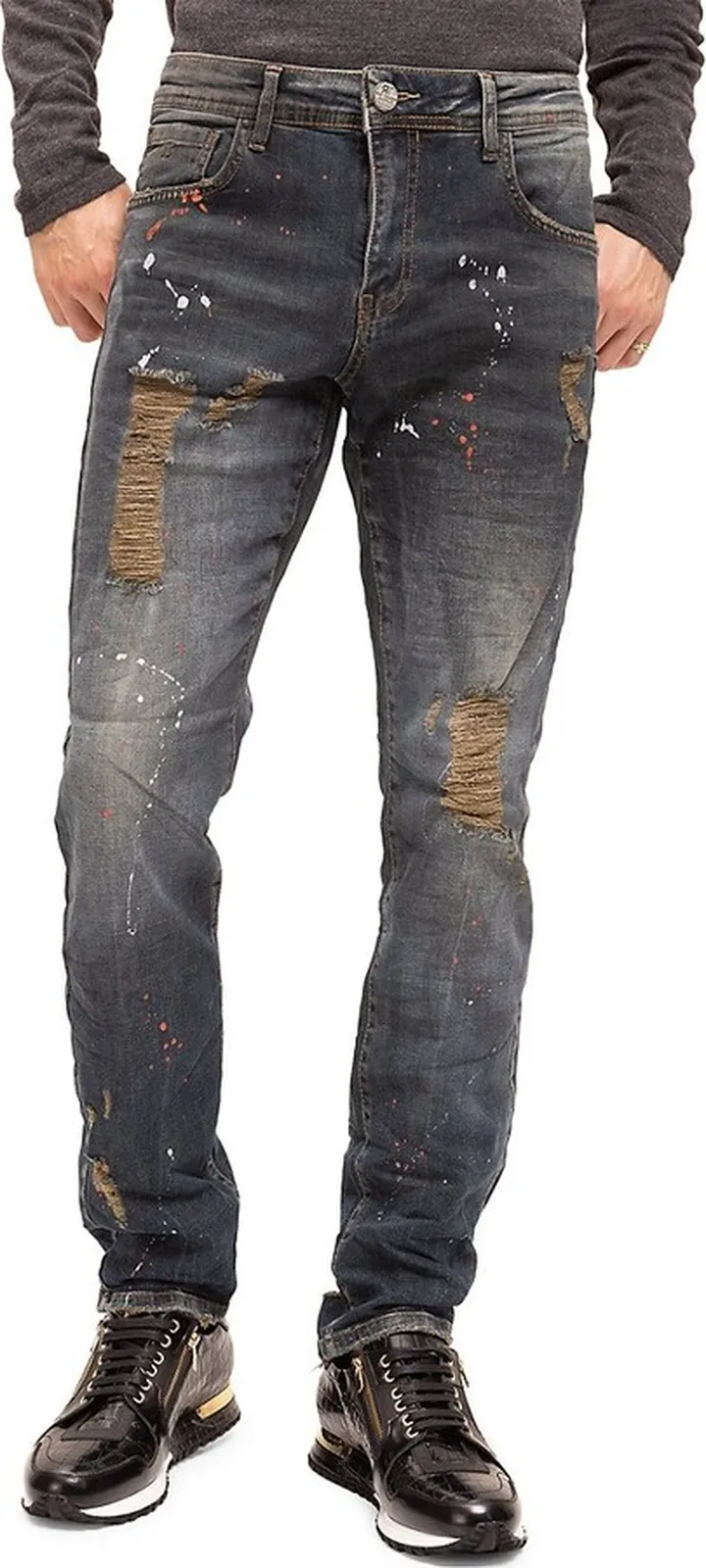 Distressed Splatter Paint Jeans